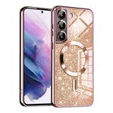 Husa pentru Samsung Galaxy S22 5G, Techsuit Lux Glitter MagSafe, roz auriu