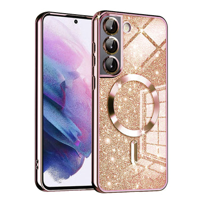 Husa pentru Samsung Galaxy S22 5G, Techsuit Lux Glitter MagSafe, roz auriu