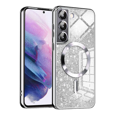 Husa pentru Samsung Galaxy S22 5G, Techsuit Lux Glitter MagSafe, argintiu