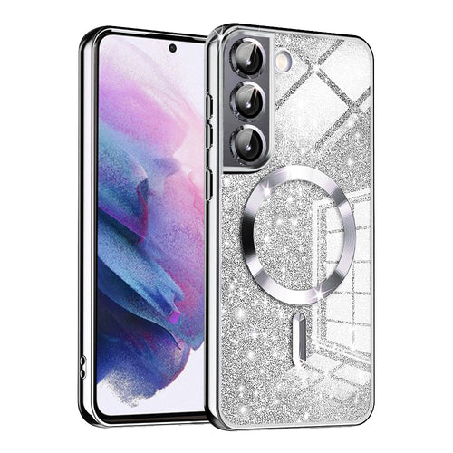 Husa pentru Samsung Galaxy S22 5G, Techsuit Lux Glitter MagSafe, argintiu