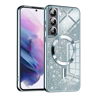 Husa pentru Samsung Galaxy S22 5G, Techsuit Lux Glitter MagSafe, bleu