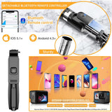 Selfie stick Techsuit (L02), Stable Tripod cu Bluetooth Telecomanda, GoPro Compatible, 360 Rotation, 100cm, negru