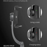 Selfie stick Techsuit (Q08), Anti-Shake Tripod cu Bluetooth Telecomanda, 360 Rotation, Aluminium Alloy, 75cm, negru