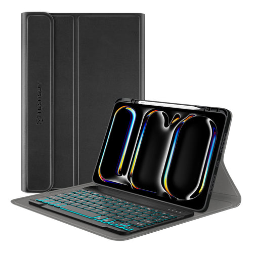 Husa tableta pentru iPad Pro 11 (2024), Techsuit CozyTab Case (cu Pencil Holder/RGB Wireless Magnetic Keyboard), negru