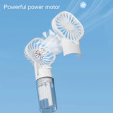 Techsuit Handheld Fan (G10), portabil, cu Humidifier, Four Speeds, USB, Alb