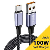 Cablu Techsuit de date (PCB018), USB-A to Type-C, Super Incarcare rapida, 100W, 480Mbps, 6A, Nylon, Aliaj aluminiu, 1m, negru