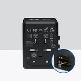 Adaptor pentru Calatorie Techsuit (HHT904-B2), PD20W, 2 x USB, 2 xType-C, EU, UK, AUS, US, Negru