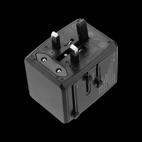 Adaptor pentru Calatorie Techsuit (HHT904-B2), PD20W, 2 x USB, 2 xType-C, EU, UK, AUS, US, Negru