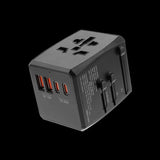 Adaptor pentru Calatorie Techsuit (HHT904-B2), PD20W, 2 x USB, 2 xType-C, EU, UK, AUS, US, Negru