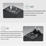 Adaptor pentru Calatorie Techsuit (HHT904-B1), PD15W, 3 x USB, Type-C, EU, UK, AUS, US, Negru