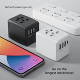 Adaptor pentru Calatorie Techsuit (HHT904-B3), PD30W, 3 x USB, Type-C, EU, UK, AUS, US, Negru