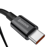 Cablu Baseus de date Superior Series (Catys-B01), Type-C to Type-C, 100W, 1m, negru