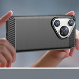 Husa pentru Huawei Pura 70 Pro, Techsuit Carbon Silicone, albastru