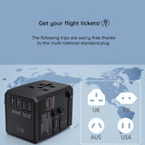 Adaptor pentru Calatorie Techsuit (HHT906), PD65W, 2 x USB, 3 x Type-C, EU, UK, AUS, US, Negru