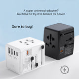 Adaptor pentru Calatorie Techsuit (HHT906), PD65W, 2 x USB, 3 x Type-C, EU, UK, AUS, US, Negru