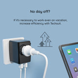 Adaptor pentru Calatorie Techsuit (HHT906), PD65W, 2 x USB, 3 x Type-C, EU, UK, AUS, US, Negru