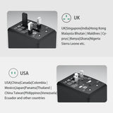 Adaptor pentru Calatorie Techsuit (HHT906), PD65W, 2 x USB, 3 x Type-C, EU, UK, AUS, US, Negru