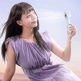 Techsuit Mini portabil Hand Fan (CT-110), cu LED afisaj digital, USB reincarcabil, High Speed, Alb
