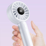 Techsuit Mini portabil Hand Fan (CT-110), cu LED afisaj digital, USB reincarcabil, High Speed, Alb