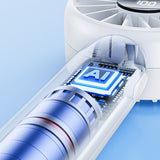 Techsuit Mini portabil Hand Fan (CT-110), cu LED afisaj digital, USB reincarcabil, High Speed, Alb