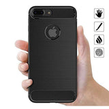 Husa pentru iPhone 8 Plus, Techsuit Carbon Silicone, albastru