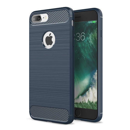 Husa pentru iPhone 8 Plus, Techsuit Carbon Silicone, albastru