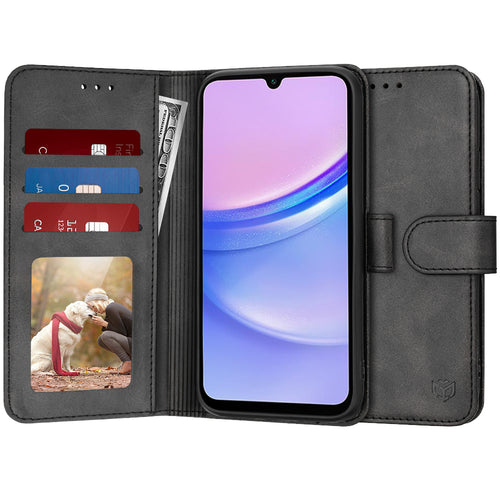 Husa pentru Samsung Galaxy A15 4G, Techsuit Diary Book, negru