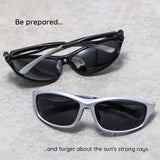 Techsuit Bike Glasses (9309), pentru Cycling and Sport Outdoor Activities, Polarized, PC Frame, Unisex, Silver / Gri
