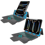 Husa tableta pentru iPad Pro 13 (2024), Techsuit KeyTab Pro + Folie de protectie (cu RGB Wireless Keyboard/Stylus pen Holder), negru
