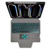 Husa tableta pentru iPad Pro 13 (2024), Techsuit KeyTab Pro + Folie de protectie (cu RGB Wireless Keyboard/Stylus pen Holder), negru
