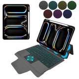 Husa tableta pentru iPad Pro 11 (2024), Techsuit KeyTab Pro + Folie de protectie (cu RGB Wireless Keyboard/Stylus pen Holder), negru