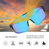Techsuit Bike Glasses (9337), pentru Cycling, Sport Outdoor Activities, cu UV Protection, PC Frame, Unisex, Black / Albastru