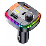 Incarcator auto Yesido Incarcator auto (Y45), cu FM Transmitter, 2xUSB-A, Type-C, Afisaj LED, RGB Light, 18W, negru