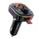 Incarcator auto Yesido Incarcator auto (Y45), cu FM Transmitter, 2xUSB-A, Type-C, Afisaj LED, RGB Light, 18W, negru