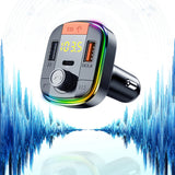 Incarcator auto Yesido Incarcator auto (Y45), cu FM Transmitter, 2xUSB-A, Type-C, Afisaj LED, RGB Light, 18W, negru