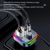 Incarcator auto Yesido Incarcator auto (Y45), cu FM Transmitter, 2xUSB-A, Type-C, Afisaj LED, RGB Light, 18W, negru