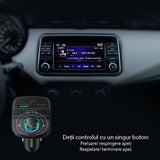 Modulator FM UGREEN cu Incarcator auto CD229 (80910), 2x USB-A, 1xType-C, TF Card Slot cu Afisaj LED, 31.5W, negru