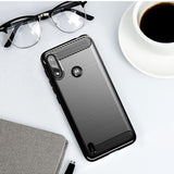 Husa pentru Motorola Moto E7 Power, Techsuit Carbon Silicone, negru