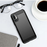 Husa pentru Xiaomi Redmi Note 10 5G, Techsuit Carbon Silicone, negru