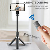 Selfie stick Techsuit (L02s), Stable Tripod cu Bluetooth Telecomanda si Fill Light, Stainless Steel, 104cm, negru