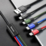 Cablu Baseus de date Rapid Series (CA1T4-A01), 4in1, USB-A to Lightning, Micro-USB, USB-C, 20W, 1.2m, negru