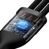 Cablu Baseus de date Flash Series 2 (CASS030001), Incarcare rapida, USB to Type-C, Lightning, Micro-USB, 100W, 1.2 m, negru