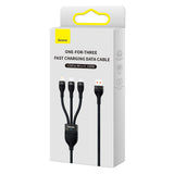 Cablu Baseus de date Flash Series 2 (CASS030001), Incarcare rapida, USB to Type-C, Lightning, Micro-USB, 100W, 1.2 m, negru