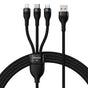 Cablu Baseus de date Flash Series 2 (CASS040001), Incarcare rapida, USB to Type-C, Lightning, Micro-USB, 66W, 1.2 m, negru