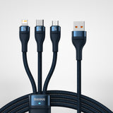 Cablu Baseus de date Flash Series 2 (CASS040003), Incarcare rapida, USB to Type-C, Lightning, Micro-USB, 66W, 1.2 m, albastru