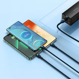 Cablu Baseus de date Flash Series 2 (CASS040003), Incarcare rapida, USB to Type-C, Lightning, Micro-USB, 66W, 1.2 m, albastru