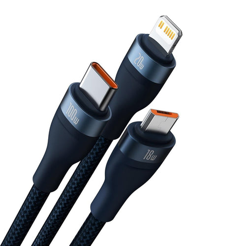 Adaptor Baseus, Data Cable Flash Series 2 Cass030103 Fast Charge USB Type-C Lightning Micro-USB 100W 1 2 M Koff A3d2de