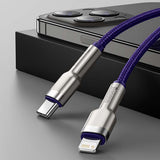 Cablu Baseus de date Cafule Series Metal (Catljk-A05), Type-C to Lightning, Incarcare rapida PD20W, 480Mbps, 2.4A, 1m, mov