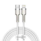 Cablu Baseus de date Cafule Series Metal (Catljk-B02), Type-C to Lightning, 20W, 2m, alb