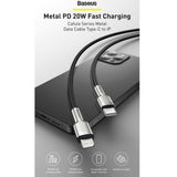 Cablu Baseus de date Cafule Series Metal (Catljk-B05), Type-C to Lightning, 20W, 2m, mov